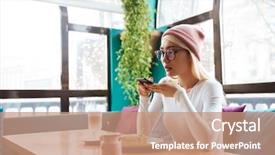  Presentation with hat - Presentation theme with ice cream social - pretty young woman in hat background and a coral colored foreground