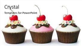  Presentation with ice cream sundae - PPT theme with ice cream sundae cupcakes background and a white colored foreground