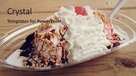  Presentation with ice cream sundae - Slide set having ice cream sundae with chocolate background and a coral colored foreground