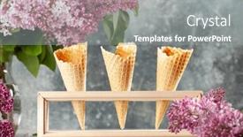  Presentation with ice cream cones - Slides with ice-cream-waffle-cones background and a gray colored foreground