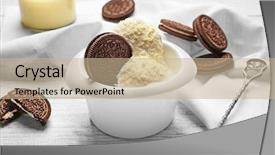  Presentation with coconut ice cream - Slide deck with ice cream with coconut flakes background and a coral colored foreground