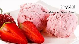  Presentation with ice cream strawberry - Beautiful slides featuring ice cream with fresh fruits backdrop and a  colored foreground