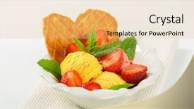  Presentation with ice cream - Slide deck with ice cream with fresh strawberries background and a lemonade colored foreground