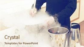  Presentation with cooking chef - Presentation design enhanced with ice cream with liquid nitrogen background and a sky blue colored foreground