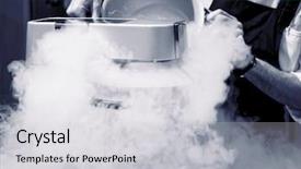  Presentation with ice cream - Presentation featuring ice cream with liquid nitrogen background and a light gray colored foreground