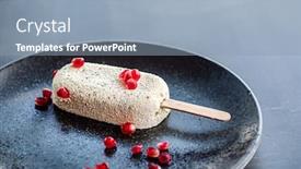  Presentation with chocolate ice cream - PPT theme featuring ice-cream-with-pomegranate background and a light blue colored foreground