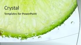  Presentation with leaf water drops fresh - Presentation theme consisting of fresh lime floating in frozen background and a soft green colored foreground