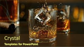 Presentation with whiskey - PPT theme with ice-cube-fall background and a tawny brown colored foreground