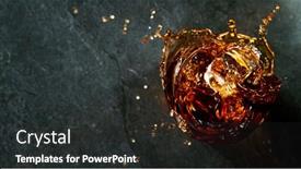  Presentation with whisky - Beautiful presentation design featuring ice-cube-falling-into-glass backdrop and a dark gray colored foreground