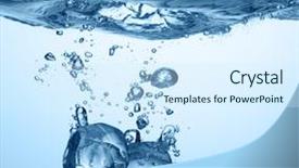  Presentation with water splash - Presentation theme having ice cubes dropped into water background and a sky blue colored foreground