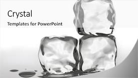  Presentation with ice - PPT theme consisting of ice cubes isolated on white background and a  colored foreground