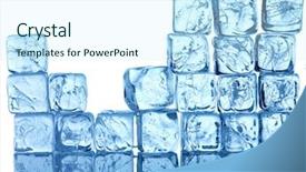  Presentation with ice blue - PPT theme having ice cubes isolated on white background and a cool aqua colored foreground