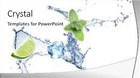  Presentation with lime - Slide deck having ice cubes mint leaves lime and water splash on a white background mojito background and a white colored foreground
