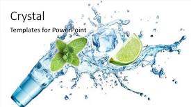  Presentation with water on leaf - Presentation theme with ice cubes mint leaves water background and a white colored foreground