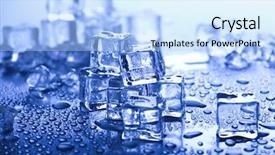  Presentation with blue wave crystal - Slides with ice cubes on blue background background and a light blue colored foreground
