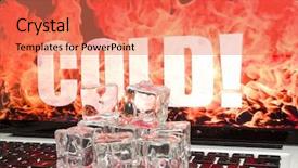  Presentation with flames - Presentation theme featuring ice-cubes-on-computer-keyboard background and a coral colored foreground