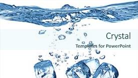  Presentation with cold water - PPT theme consisting of ice cubes poured in water background and a  colored foreground