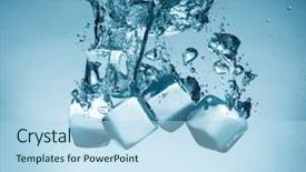  Presentation with many bubbles in water close - Beautiful slide set featuring ice cubes splashing into water backdrop and a light blue colored foreground