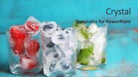  Presentation with blueberry - Cool new slides with ice cubes with mint leaves backdrop and a teal colored foreground