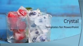  Presentation with chemistry leaves green leaf - Presentation theme featuring ice cubes with mint leaves background and a light blue colored foreground