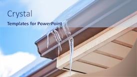  Presentation with ice frozen - Beautiful theme featuring ice-dam-in-gutter backdrop and a sky blue colored foreground