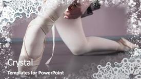  Presentation with ballet - Audience pleasing slide deck consisting of ice dancing - ballerina tying the ribbon backdrop and a gray colored foreground