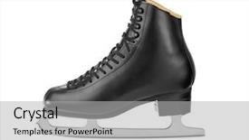  Presentation with white figure graphics - Colorful slides enhanced with ice dancing - black figure skates isolated backdrop and a light gray colored foreground