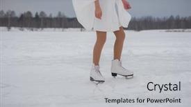  Presentation with winter skates - Slides featuring ice dancing - feet of woman in white background and a  colored foreground