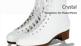  Presentation with ice - Beautiful presentation theme featuring ice dancing - figure skates isolated on white backdrop and a white colored foreground
