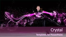  Presentation with figure skating - Beautiful slide deck featuring ice dancing - little girl figure skating backdrop and a tawny brown colored foreground