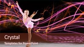  Presentation with figure skating - Beautiful presentation theme featuring ice dancing - little girl figure skating backdrop and a tawny brown colored foreground