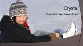  Presentation with ready - Presentation theme with ice dancing - skating woman getting ready background and a light gray colored foreground