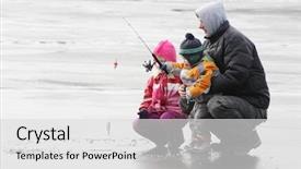  Presentation with father teaching children - PPT layouts having ice fishing - father teaching his children how background and a light gray colored foreground