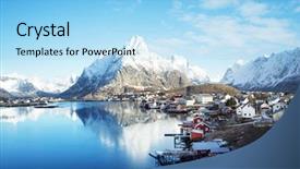  Presentation with galápagos islands - Audience pleasing slide deck consisting of ice fishing - spring in reine village lofoten backdrop and a light blue colored foreground