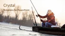  Presentation with lake ice - PPT theme enhanced with ice fishing on frozen lake background and a cream colored foreground