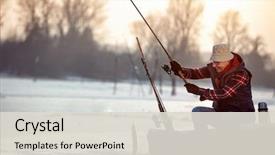  Presentation with lake ice - Amazing slides having ice fishing on frozen lake backdrop and a lemonade colored foreground