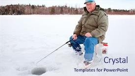  Presentation with lake ice - Slides featuring ice fishing on the lake background and a sky blue colored foreground