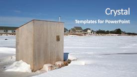  Presentation with sports fishing - Audience pleasing slide set consisting of ice fishing shack backdrop and a teal colored foreground