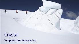  Presentation with couples hiking the mountains - Colorful presentation theme enhanced with ice formation at a distance backdrop and a sky blue colored foreground