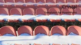  Presentation with field hockey - Amazing PPT theme having ice hockey field - empty stadium seats covered backdrop and a violet colored foreground