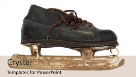  Presentation with field hockey - PPT layouts having ice hockey field - old and rusty skates background and a coral colored foreground