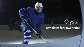  Presentation with ice hockey - Slide deck featuring ice hockey player in action background and a navy blue colored foreground