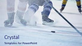  Presentation with ice hockey - Presentation design with ice hockey player in action background and a sky blue colored foreground