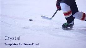  Presentation with ice hockey - Amazing theme having ice hockey player in action backdrop and a sky blue colored foreground