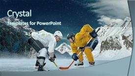  Presentation with puck - Slide set consisting of ice hockey player in action background and a  colored foreground