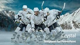  Presentation with ice hockey - Amazing slide set having ice hockey player in action backdrop and a  colored foreground