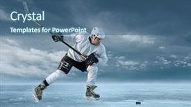  Presentation with hockey - Audience pleasing presentation design consisting of ice hockey player in action backdrop and a ocean colored foreground