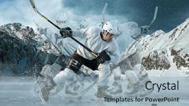  Presentation with ice hockey - Theme featuring ice hockey player in action background and a light blue colored foreground