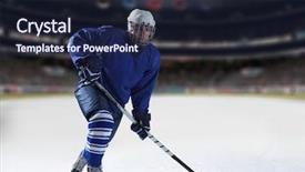  Presentation with ice hockey - Audience pleasing presentation consisting of ice hockey player in action backdrop and a navy blue colored foreground