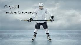  Presentation with ice hockey - Slide deck featuring ice hockey player background and a light gray colored foreground